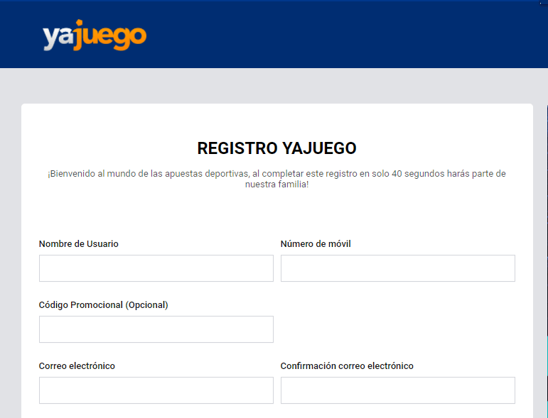 Registro en Yajuego Registro en Yajuego